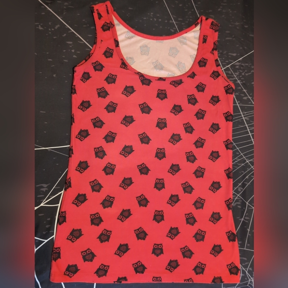 Rue21 Soft Red Tank Top with Owl Pattern